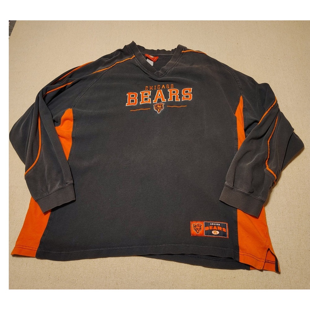 Vintage NFL Chicago Bears Mens Long Sleeve V-Neck Shirt Embroidered Logo L F